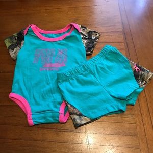 Catch Me If You Can Browning Camo Baby One Piece with Shorts Set, Size 3 Months